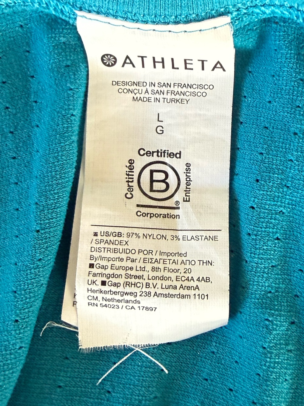Athleta Bright Teal Sleeveless Tank Top Size L - Picture 6 of 6